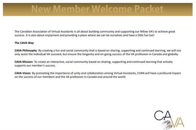 member welcome packet
