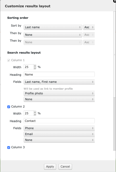 Customize results layout