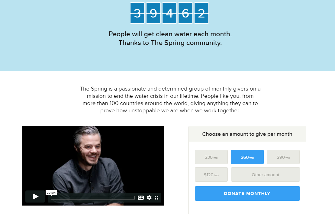 Monthly giving program - the spring example