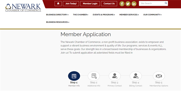 image of the Newark Chamber of Commerce's membership page