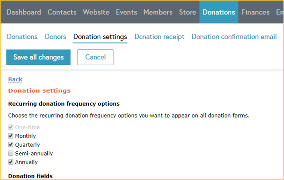 Recurring donations - donation settings