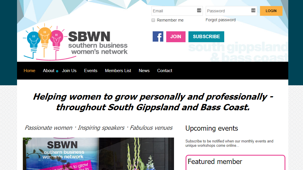 SBWN Membership Website Example