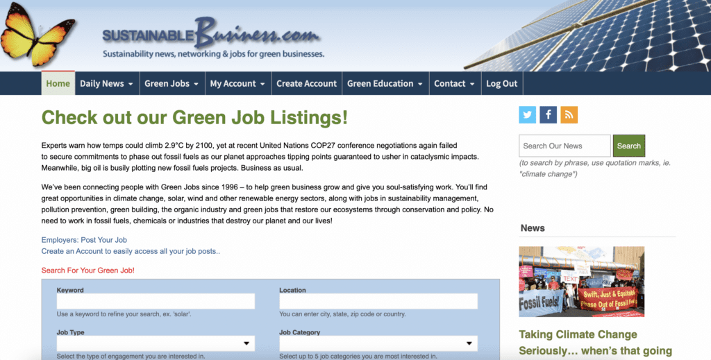 Sustainable Business - Nonprofit Job Board
