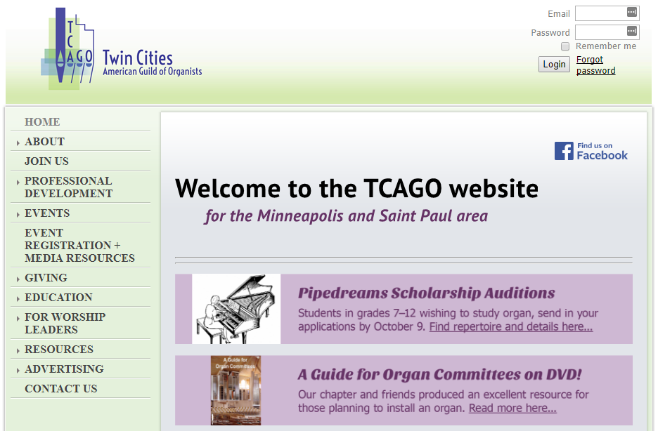 TCAGO Membership Website Example