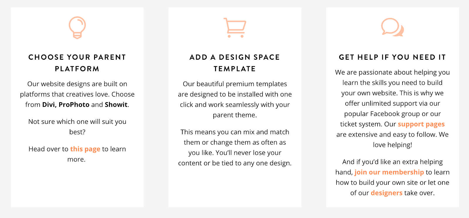 the design space options