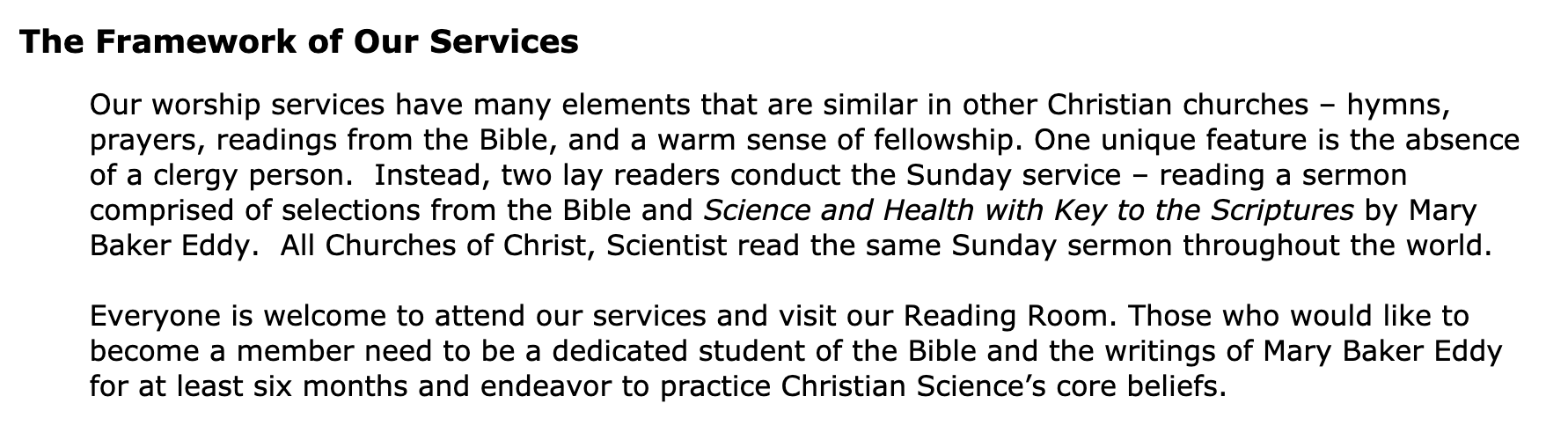 The First Church of Christ, Scientist, Naperville membership requirements